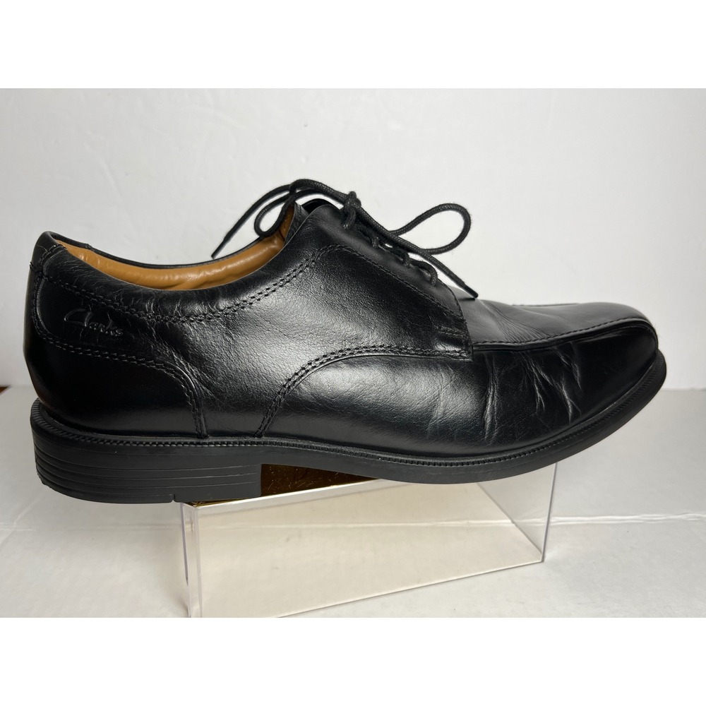 Clarks Collection Mens Black Leather Bicycle Toe Derby Dress Shoes 10M